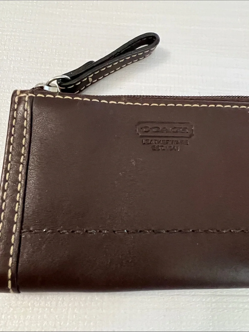 Coach mini skinny wallet card holder brown leather Style # F41788